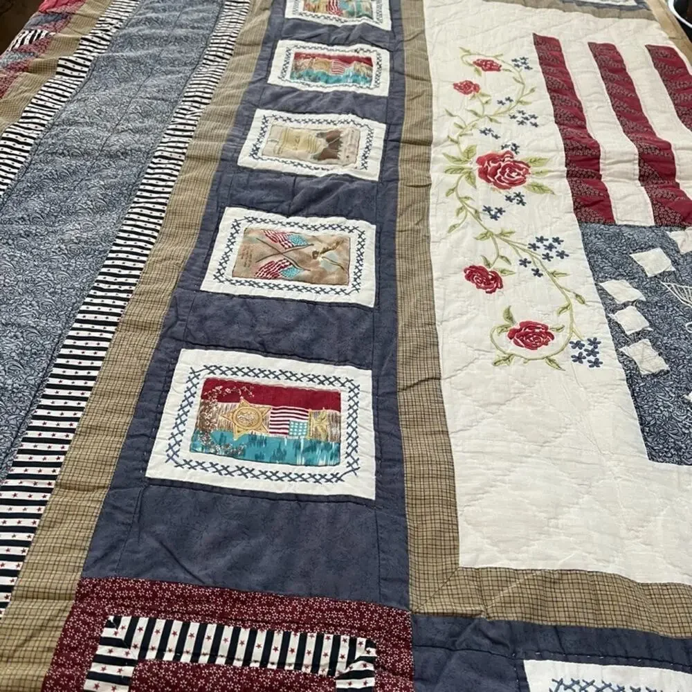 Vintage JCPenney's Home Collection Quilt Freedom Flag Patriotic 84